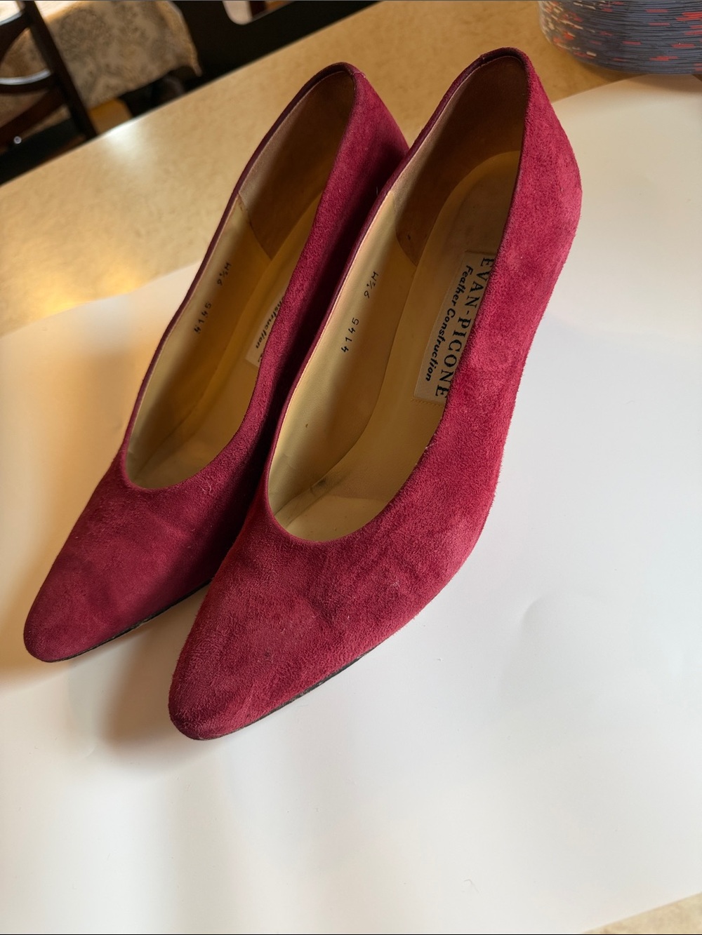 Evan Picone Wine/Burgundy Suede Pointed-Toe Pumps